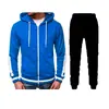 Novo Suéter Casual com Zíper e Capuz Jaqueta Cardigan Colorblock Masculino Conjunto