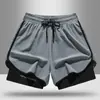 Calça Five-Point de Basquete Americano Forrada para Fitness Masculina e Feminina Secagem Rápida Casual Corrida Treino Falso Duas Peças Shorts Esportivos de Verão