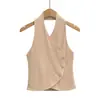 2580-25 Novo Estilo de Inverno Estilo Europeu e Americano Moderno Casual Sexy Assimétrico Slim Alcinha Botão Top Colete