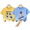 Camiseta de Manga Corta de Algodón Puro para Niños, Tallas Mediana y Grande, Nuevo Estilo Verano 2026, Top Elegante con Estampado de Dibujos Animados