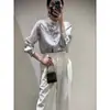 Nova Camisa Estilo Chinês com Botão, Gola Alta Vertical, Estampada, Manga Longa, Outono Novo, Elegante, Vintage, Jacquard, Top Estilo Chinês, Roupa Feminina