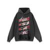 Estilo Americano High Street Hip Hop Cartoon Impresso Wash Água Distressie Hoodie Masculino e Feminino Oversize Vintage Capuz de manga comprida
