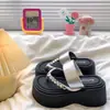 Chanclas de Verano 2025 Nuevo Estilo con Pedrería de Venta Caliente para Mujer, Sandalias de Playa Gruesas Casuales con Aumento de Altura de Moda para Mujer