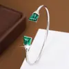 Pulsera Anillo Abierto Geométrico Cuadrado de Circonita Diaria, Pulsera Fina de Cobre Puro Versátil y de Moda Joyería al por Mayor
