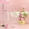 Presente transparente Bolsa de flores portátil Bolsa de presente de mão Bolo Sobremesa Quadrado Saco de embalagem de buquê de barraca Dia dos namorados