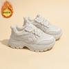 Zapatos Torre de invierno 2024 con forro polar para mujer, estilo coreano, suela gruesa, cálidos y de algodón, zapatillas informales para correr