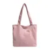 Bolsa Casual Bolsa de Tecido Bolsa de Ombro Estilo Coreano Retrô Bolsa Tote de Veludo Cotelê Bolsa Feminina Moderna Grande Capacidade Bolsa para o Dia a Dia