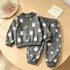 Conjunto de Sudadera con Capucha de Estrellas Unisex para Niños de Primavera y Otoño Estilo Coreano Conjunto de Dos Piezas de Pantalones de Manga Larga para Bebé Conjunto Deportivo Casual para Niños