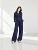 Conjunto de moletom com calça para mulheres, adequado para primavera, outono e inverno, com design de zíper e capuz, estilo solto e casual, e calça de perna larga, um conjunto de duas peças