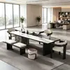 Mesa de centro ejecutiva de lujo ligero estilo italiano, mesa de centro de losa de roca, nuevo modelo 2026, mesa de centro de recepción de oficina de madera maciza de alta gama