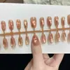 Nuevas en stock, uñas postizas tipo ojo de gato listas para usar, parches iluminadores, piezas de arte para uñas en color ámbar degradado, cortas, medianas y largas