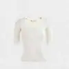 Suéter de malha com decote em V estilo francês, manga três quartos, moda feminina, nova coleção verão 2026, top blusa base slim fit