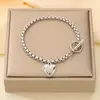 Pulsera de Cadena con Perlas Estilo Ins de Moda Transfronteriza con Cierre de Corazón de Acero Inoxidable de Alta Gama Joyería para Mujer