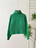 Suéter de cuello alto para otoño e invierno, de manga larga, talla grande, tejido para mujer, exportación transfronteriza europea y americana, hilo retorcido, tejido de color puro para mujer