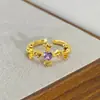 Caja Misteriosa en Vivo Oro Vintage Retro Anillo Abierto Completamente de Diamantes Circonita Esmalte Gota de Aceite Anillo Personalizado