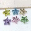 Cadena de Teléfono Móvil DIY de Estrella de Cinco Puntas con Estampado de Leopardo Colorido de 23 mm, Cuentas Sueltas para Joyería, Pulsera, Collar, Accesorios Acrílicos