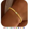 Pulsera Minimalista y Lujosa de Piedra de Nacimiento para Mujer - Diciembre Piedra de Nacimiento Cuentas Redondas Cadena Sencilla de 18K Regalo