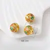 10mm esmaltada banhada a ouro conta esférica charm bead acessório para joias DIY conta superior para pulseira oca
