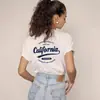 Camiseta de Manga Corta para Mujer Talla Grande 2026 Verano Nuevo Algodón Puro Holgada Estampado Doble Cara Moderna Retro Americano Talla Grande Manga Media