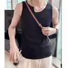 Design Irregular Decote U Regata Básica Slim-Fit Simples Versátil Sem Mangas Moderna Regata de Manga Curta Estilo Americano