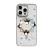 Estilo Ins Pinguim Coração Coração Adequado para Iphone17Pro Acrílico Fosco Capa de Celular Magnética 16 Fábrica de Nicho