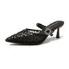 Sandalias de Malla Retro Transfronterizas para Mujer, Nuevo Estilo Verano 2026, Medias Pantuflas, Elegantes, Adecuadas para Faldas, Sandalias de Tacón Alto para Mujer