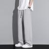 Calças Casuais Estilo Hong Kong Masculinas 2024 Novo Verão Calças de Seda Gelo Masculinas Versátil Ajuste Slim Finas Calças Retas
