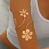 Pulseira de Braço Floral Boêmia Moda Transfronteiriça Europeia e Americana Criativa de Metal Aberta com Flores Grandes e Pequenas e Diamantes