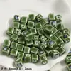 Cuentas Sueltas Cerámicas Verdes Frescas de Forma Irregular con Agujero Pasante, Materiales para Pulseras y Collares de Cuentas Hechos a Mano para DIY, Accesorios de Joyería