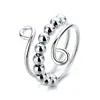 Anillo Giratorio de Plata Tailandesa para la Ansiedad Anillo para el Dedo Índice Multi-Círculo Cuentas de Transferencia Auspicioso Transferencia Moda Coreana Regalo para Novia