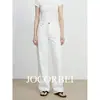 JocorbeiCalças Macias Brancas Jeans de Perna Reta para Mulheres 2026 Nova Coleção Primavera/Verão Calças de Perna Larga Emagrecedoras