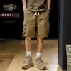 Shorts de Trabajo Retro Lavados de Algodón Puro para Hombre de Verano Marca de Moda Sueltos Tallas Grandes Hombres Gordos Extra Gordos Pantalones Capri Casuales