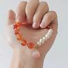 Pulseira de cristal ágata estilo coreano Ins círculo único moda feminina pulseira de pérola de água doce pêssego joias