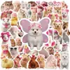 54 Pegatinas de Mascotas Lindas Rosas de Dibujos Animados para Bricolaje Teléfono Móvil Taza de Agua Equipaje Pegatinas Decorativas Impermeables de PVC