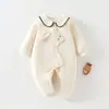 Macacão de Algodão Acolchoado para Bebê 40g, Macacão Sem Costura Outono e Inverno, Macacão de Algodão Fino Espessado com Abertura Frontal para Engatinhar para Crianças