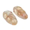 Colgante de Hoja de Ágata con Patrón de Dragón Natural, Calcedonia Colorida Transparente como el Hielo, Ramas Doradas y Hojas de Jade, Colgante Grande de Hoja de Jade