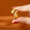 Popular Anillo de Oro Arena Vietnamita, Simple Anillo de Serpiente Grabado con Circonita, Diseño para Mujer, Joyería de Larga Duración