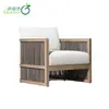 Sofá de Exterior Teak Ratán Cuerda Trenzada Muebles Terraza Exterior Impermeable Protector Solar Ocio Silla de Ratán Combinación de Sofá