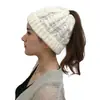 2018 venta caliente Europea y Americana ebay AliExpress sin etiqueta CC gorro de punto para coleta gorro de lana trenzado para mujer