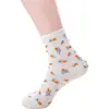 Meias Transfronteiriças Amazon Novo Produto Pequenas Florais Item Mais Vendido Color-Blocking Renascentista Estilo Elegante Meias Femininas de Cano Médio