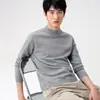 Suéter Masculino de Gola Alta Meia, Mesmo Estilo dos de Supermercado, Tricô Outono e Inverno, Gola Média, Forrado com Fleece, Espessado, Suéter de Manga Longa para Homens