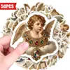 50 pegatinas únicas de ángeles de la mitología clásica europea para compra directa transfronteriza, adecuadas para journaling, collage y decoración de equipaje