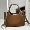 Bolso Nuevo Transfronterizo para Mujer, Bolso de Ala de Piel de Vaca Mate, Bolso Cesta Retro de Moda de Piel Genuina, Bolso Cruzado de Mano para Mujer