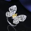 Venta al por mayor de fábrica en stock Europa y Estados Unidos Nuevo exagerado industria pesada color mariposa tesoro moda cobre incrustado circonita anillo abierto para mujer