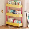 Estantería Móvil de Múltiples Niveles para Libros Ilustrados Infantiles de Pie, Gabinete de Almacenamiento de Libros con Ruedas Extremadamente Estrecho Detrás de la Puerta