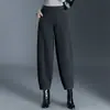 Calça de cor sólida, grossa e de perna larga, da nova coleção outono/inverno 2026 para mulheres, cintura alta, emagrecedora, comprimento cropped, com caimento fluido, solto e casual.