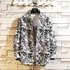 2026 Nueva Moda Otoñal Estilo Coreano para Hombre Camisa Larga Estampada de Talla Grande con Cuello de Solapa Camisa Casual de Playa