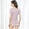 Camiseta de manga corta push-up modal con almohadilla para el pecho BRA-t sin sujetador de media manga con copa de cinco dedos Pijama de puesto Base