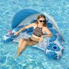 Toldo inflable reclinable de PVC para agua, venta al por mayor, con flotador y portavasos, disponible en stock.