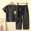Conjuntos infantis personalizados de manga curta, roupas de casa para meninos e meninas, pijamas infantis, roupas infantis, algodão puro, atacado Classe A